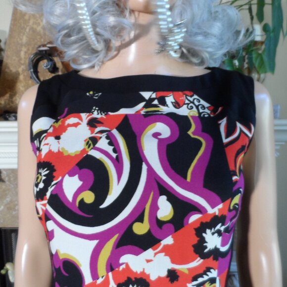 Etro Black Sheath Dress with Multicolor Floral Print Panels – IT 44 / US 8 - Picture 8 of 16